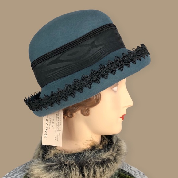 NWT Vintage 1920’s style Cloche 100% wool - Picture 6 of 11